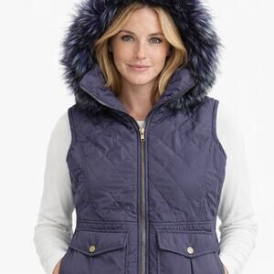 Miami Women’s Small Quilted Puffer Vest Faux Fur Hood